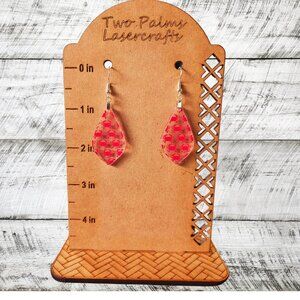 Red Crab Acrylic Earrings - Elongated Tear Drop